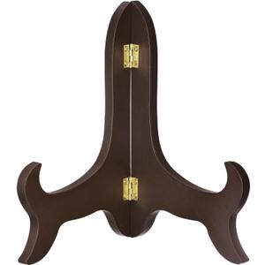 uxcell 10" Easel Plate Holder, Wooden Folding Display Stand Brown for Decorative Picture Frame