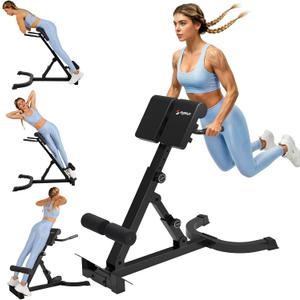 Roman Chair,Foldable Back Extension Machine,Adjustable Ab Back Extension Machine,Core Strength Trainer,Back Exercise Machine for Glute,Ab Workouts,Full All-in-One Body Workout&Home Gym Fitness, X-Large