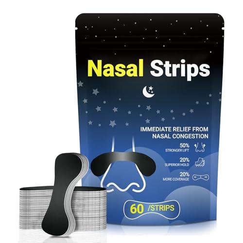 45 Pcs Nasal Strips for Snoring - Extra Strength Nose Strips for Breathing with Strong Adhesion - Sweat Resistant Design for All Day Use - Improves Sleep and Workout Performance - Black