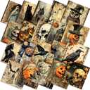 HunnmingRe 20 Pcs 10''x10'' Vintage Halloween Quilting Fabric Square Spooky Gothic Quiltted Fabric Bundle Pumpkin Skull Cat Bat Precuts Printed Sewing Material for Horror DIY Craft Patchwork Supplies