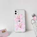 NITITOP Compatible with iPhone 11 Case Clear Cute Pink Lily Blossom Floral Flowers Pattern for Girls Women Soft TPU Transparent Shockproof Protective Phone Cover - Large Flower