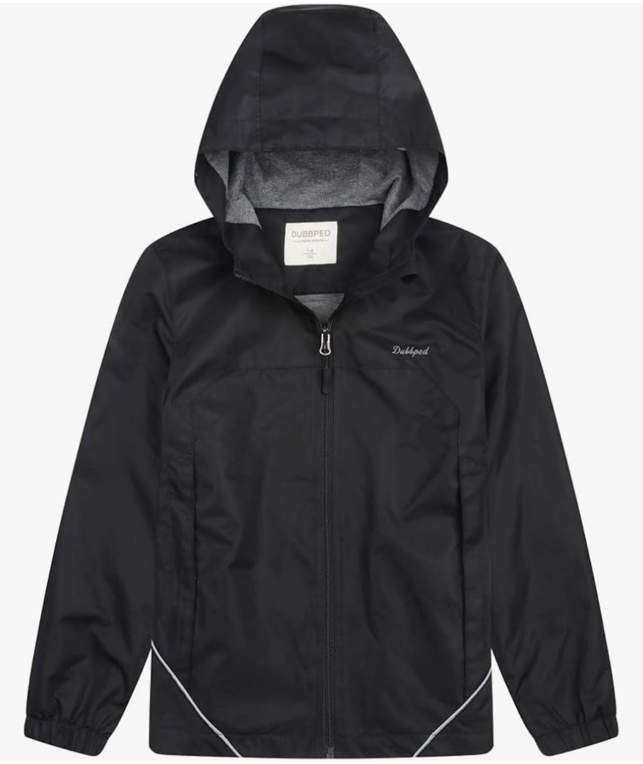 Boys Girls Rain Jacket Hooded Windbreaker Lightweight Waterproof Raincoat for Kids, 10-12