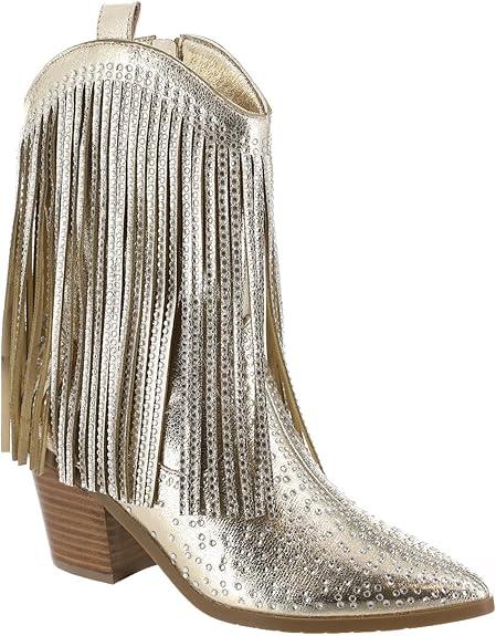 Masseys Women's Dolly Embellished Fringe Western Boot, (SIZE 9.5)