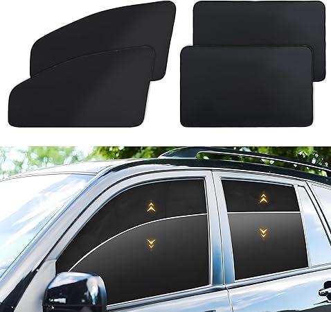 ZATOOTO Car Window Shades, 4 Pack Magnetic Car Curtains for Windows Baby 100% UV Protection Privacy Sun Shade Side Window for Napping Camping