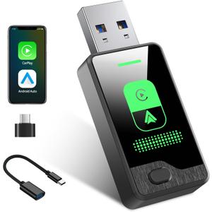 Wireless CarPlay Adapter 2025 Upgrade Auto Connect Every Time, Converts Wired to Wireless, Mini Size, Seamlessly Switch Between Android and iPhone Devices, Enjoy Uninterrupted