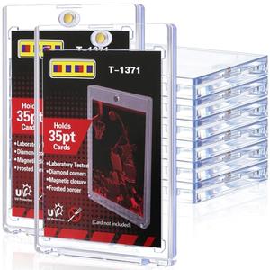 8ct Magnetic Card Holders for Trading Cards, 35pt Hard Cards Sleeves Case, One Touch Card Holder Fit for MTG Cards, Sports Cards, Baseball Cards, Game Cards, Toploaders, Standard Cards Display