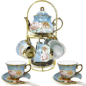 DaGiBayCn 20 PCS Tea set Ceramics Tea set Afternoon Tea Set Adult tea set Gift Tea Set Can Drink Coffee Strong Tea blue DaGiBayCn 20 PCS Tea set Ceramics Tea set Afternoon Tea Set Adult tea set Gift Tea Set Can Drink Coffee Strong Tea blue