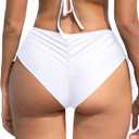 SHEKINI Women's Bikini Bottoms Sexy Ruched Swim Bottom Cheeky Swimsuit High Waist Half Coverage Tankini Shorts, Small 