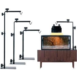 Adjustable 13-29 inch Metal Reptile Lamp Stand Versatile Floor Light Holder for Terrarium Heat Lamps & Dome Shades, Perfect for Glass Reptile Enclosures & Heating Bulbs.
