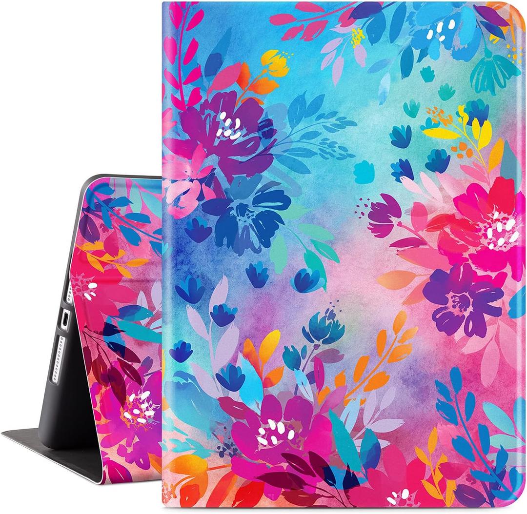 Vimorco for iPad 9th/8th/7th Generation Case for Girls Women, Floral for iPad 10.2 Case Soft Rubber Back Cover for iPad 7/8/9 Gen, Adjustable Stand Auto Wake/Sleep, Purple Flowers