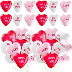 Libima 30 Pcs Valentines Day Heart Balloons 12 Inch Sweetheart Latex Heart Balloons XOXO Kiss Me Be Mine for Propose Galentines Wedding Engagement Anniversary Valentines Party Decor(Red Pink White)