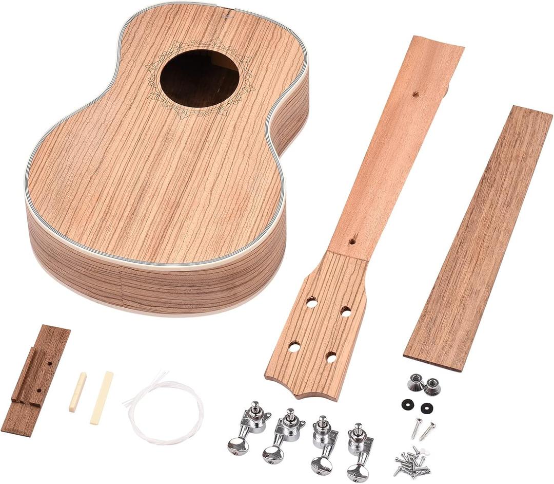 26 Inch DIY Ukulele Kit, Soprano Guitar Build Assembly Wooden Small Hawaiian Instrument Manual Handwork Custom Tools Accessories