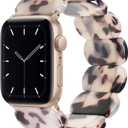   Heesch Resin Tortoise Watch Band Compatible with Apple Watch Strap for Women Stretchy Fashion Link Bracelet Wristband for iWatch 7, 6, 5, 4, 3, 40/ 38/ 41mm