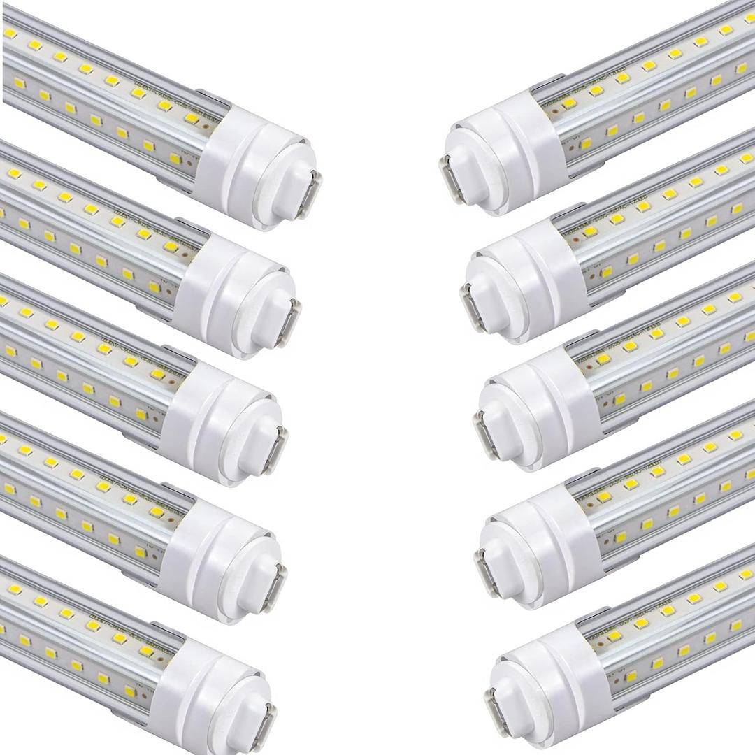 5ft T8 LED Tube Lights,High Bright 45W 4500lm,White 6500K,R17d Base,57.8 inches End to End,F60T12 CW Bulbs Replacement,Ballast Bypass,Dual-Ended Power for Basement,Shop,Store,Pack of 10
