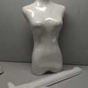 EaseHome Dress Form Mannequin Body, 50”-70”Height Adjustable Female Beige Linen Fabric Manikin Torso, Model Display Body Stand with Detachable Silver Metal Bracket and Rectangular Base