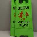 Slow Children Playing Sign For Street, Caution Kids At Play Safety Sign, Down crossing traffic signs outdoor (3 Pack) (Green)
