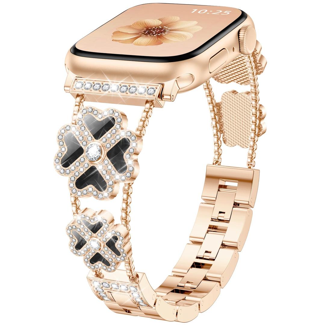 2 x Omnillert Fancy Metal Bands Compatible with Apple Watch Band 41mm 40mm 38mm 42mm 44mm 45mm 46mm 49mm Women, Breathable Adjustable Strap Elegant Jewelry Bracelet for iWatch series 10 9 SE 8 7 6 5 4 3