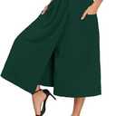 Women's High-Waisted Relaxed Fit Capri Culottes Skorts Flowy Palazzo Pants Skirt Pant with Pockets XL