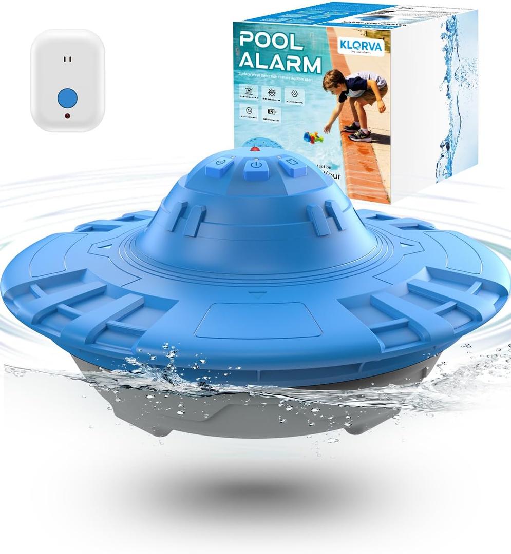 Pool Alarm for Inground & Above Ground Pools,Adjustable Sensitivity Water Detection Alarms Covers 20x40ft,85dB+ Safety Alert for Kids,Pets & Accidental Entry,Weatherproof UV&Corrosion Resistant BU&GR