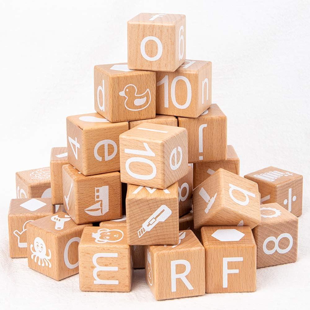 Wooden Blocks,ABC Building Blocks,Wooden Alphabet Baby Blocks,Counting & Building Block Set,Blocks Toys for 3+ Year Old,1.18inch,Gifts