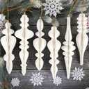 6Pcs White Finial Christmas Ornaments for Tree, 3D Paper Honeycomb Hanging Decorations Vintage Christmas Honeycomb Ornaments Lanterns for Xmas Tree Winter Wedding New Year Holiday Party Home Decor