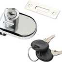 Sliding Glass Cabinet Lock with Keys, Easy Install Showcase Lock Chrome Plated Finish Fits 3-8mm Glass Thickness - Perfect for Display Cabinets & Windows - 54x38mm A