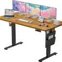 Marsail 63x24 Inch Electric Standing Desk Adjustable Height Home Office Desk with Storage Bag,Headphone Hook for Computer Workstations (Vintage Brown)