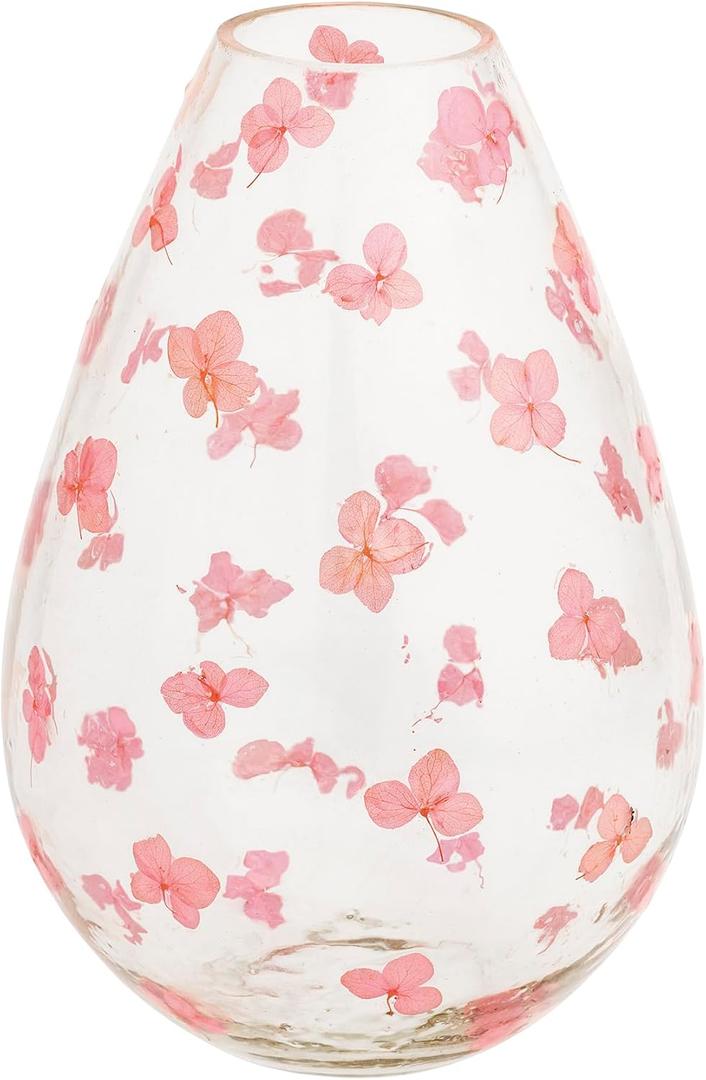 Mud Pie Large Pink Glass Flower Vase