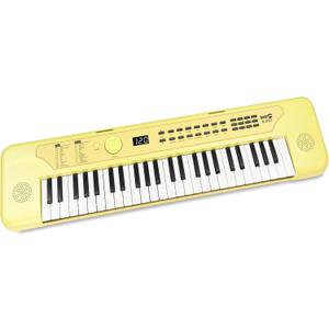 RockJam 49 Key Keyboard Piano, Portable Electronic Music Keyboard with Speakers, USB-C Power or Battery Operation, Headphone Input, 200 Tones, 200 Rhythms, Note Stickers & Lessons (Lemon Sherbert)