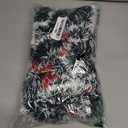 Christmas Tinsel Garland Decor, Dark Green Snowy White Tips Garland with Red Bows, Holiday Party Xmas Tree Decoration, 2 Pieces/Set, 6 ft/Piece