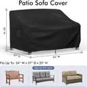 Richwon Patio Loveseat Cover Waterproof, 2-Seater Outdoor loveseat Cover, Patio Furniture Covers with Air Vent and Handles, 54W x 37D x 35H Inches, Black