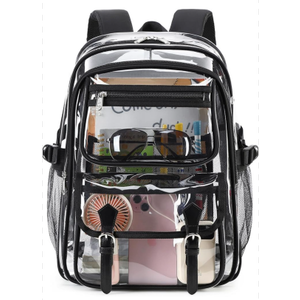 Clear Backpack for Girls Women Heavy Duty School BookBag Transparent Backpacks Stadium Approved See Through Backpack X-Large(Black)