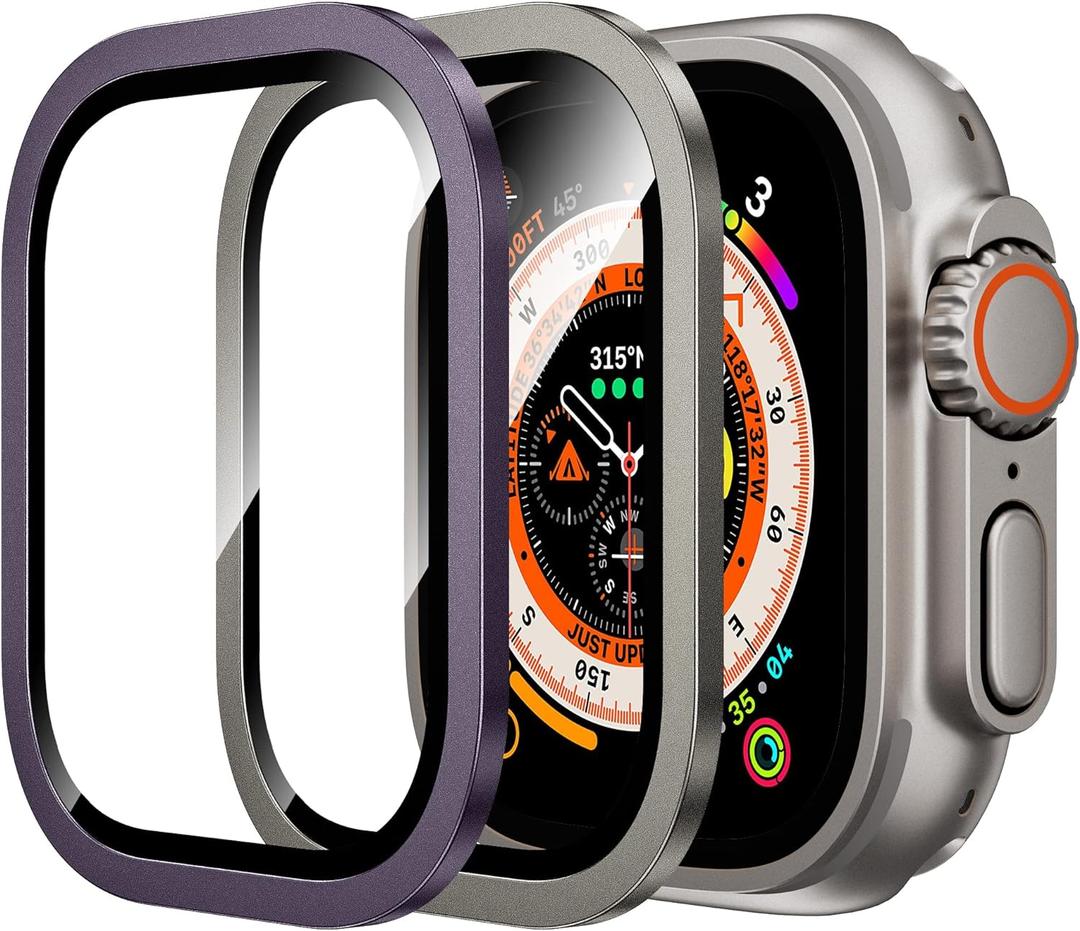 WSKEN for Apple Watch Ultra 3/Ultra 2/Ultra Screen Protector 49mm,9H Tempered Glass + Titanium Alloy Frame, [Keep Original] [Touch Sensitive] Lightweight Protective Glass Film for iwatch Ultra 3/2/1