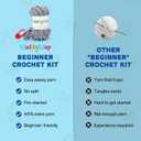 WaldyWop Crochet Kit for Beginners: 3 Animal & Flower Bookmarks Knitting Kits for Girls w/Easy Yarn, Crochet Hook & Easy Video Tutorials - Wobbles Crochet Animal Kit for Kids, Birthday Gifts for Women (yellow,blue,pink)