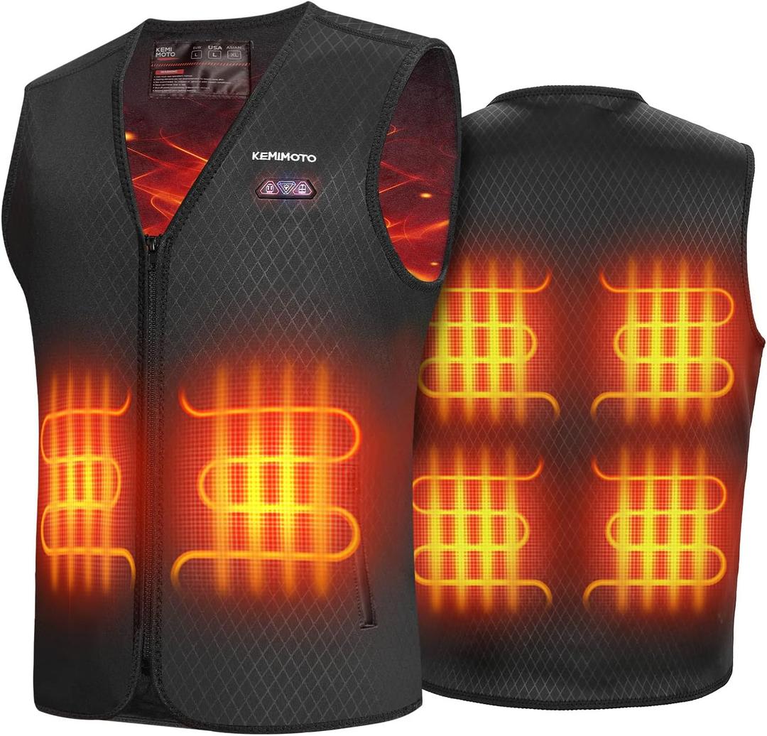 KEMIMOTO Heated Vest for Men, Electric Warming Vest for Hunting & Winter Sports (Battery Not Included) (Large, Black)