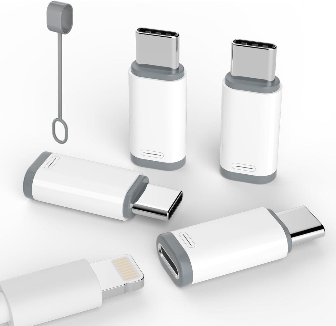 4 Pack Lightning to USB C Adapter for iPhone 15/16 Pro/16 Pro Max/Plus,Samsung S24,iPad Air,Nintendo Switch,Fast Charging&Data Transfer (Lightning to USB C Adapter)