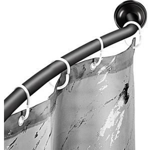 Adjustable Black Curved Shower Curtain Rod, 42-72 Inches Shower Curtain Rod for Bathroom and Bathtub, Extra Space Rustproof Expandable Stainless Steel Shower Rod Wall Mounted, Need to Drill