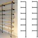 Kaler Industrial Iron Pipe Wall Shelf Brackets, 6-Tier 80 Tall DIY Floating Shelving, Black Farmhouse Vintage Pipe Shelves for Kitchen, Bathroom, Living Room & Office (Hardware Only)