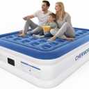 Queen Air Mattress with Built-in Pump, 18" Raised Comfort, 48Hr Leak-Proof Test, Upgraded Honeycomb Pillar Design, Supports 800 lbs, 3-Min Inflation-Inflatable Bed for Home Guests & Camping (Blue)