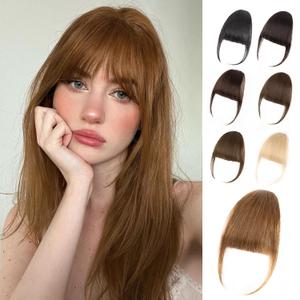 Clip in Bangs  100% Real Human Hair Fringe with Temples, Light Auburn Brown Wispy Bangs Hair Clip Hairpiece for Women, Natural Look, Easy Trim & Secure BB Clips for Daily Wear