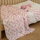 Muslin Swaddle Blankets for Newborn, 4 Pack Cotton Baby Blanket, Large 31.5 x 43.3 Breathable Soft Receiving Blankets Girl, Essentials Swaddle Wrap Burping Clothes, Pink Rainbow factory sealed