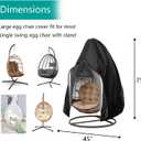 【Upgraded】Patio Egg Chair Covers with Zipper, Wicker Egg Swing Chair Covers, Waterproof Heavy Duty Weather Resisatnt Outdoor Chair Cover, Windproof Hanging Chair Cover, 75" x 45", Black, 2 Pack
