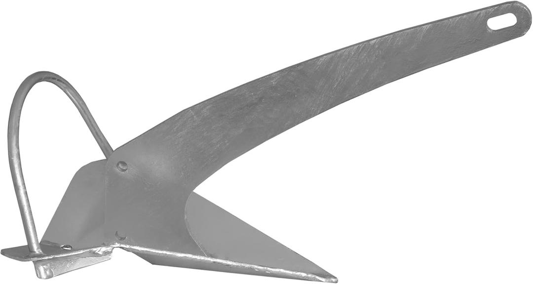 Extreme Max 3006.9297 Heavy-Duty Galvanized Self-Righting Shovel Anchor with Roll Bar - 44 lbs., Works Great in Mud, Sand, Clay, and Weeds