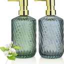 2 Pack Twill Soap Dispenser for Kitchen, 15 oz Glass Bathroom Soap Dispenser with Pump, Modern Farmhouse Twill Style Bathroom Dispensers for Home Decor, Bathroom, Kitchen Countertop, Hotel