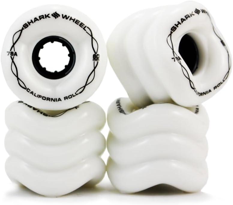 Shark Wheel 60 mm 78a Skateboard Wheels | California Roll | 4-Pack (White)