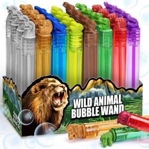 32 Pack Wild Animal Party Favors for Kids, Mini Bubble Wands Bulk Toys, Jungle Birthday Decoration, Safari Goodie Bag, Pinata Stuffer Supplies, Zoo Prizes Box Filler, Lion/Dog Return Gifts for Toddler