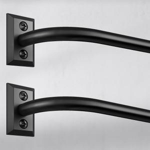 Hei!Dear 2 Pack Blackout Curtain Rod for Windows 48 to 84 inch (4-7Ft), Wrap Around Room Darkening Curtain Rods, 5/8" Samll Adjustable Modern Decorative Window rod,Black