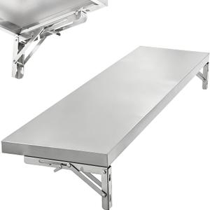 47" x 11" Stainless Steel Folding Concession Shelf Food Truck Serving Counter with Locking Bracket Heavy Duty Fold Out Service Table Drop Down Workbench for Kitchen Workshop Wall Mounted Serving Tray, 47.24 x 11.41 x 5.74 inches