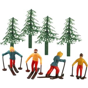 Skiers and Evergreen Trees Winter Cake Wonderland Topper Decoration Set