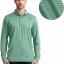 MICHEL ROUEN Golf Shirts for Men Short Sleeve Lightweight Quick Dry Pin Striped Casual Collared Polo Shirts (Blue, XL)